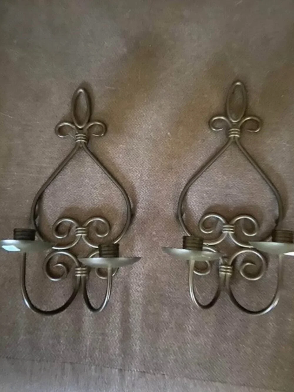 PartyLite Set of 2 Black Metal Wall Candle Sconces Vintage Home Decor